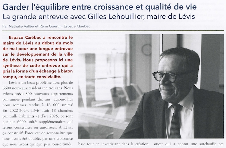 Gilles Lehouillier, maire de Lévis. Espace Québec